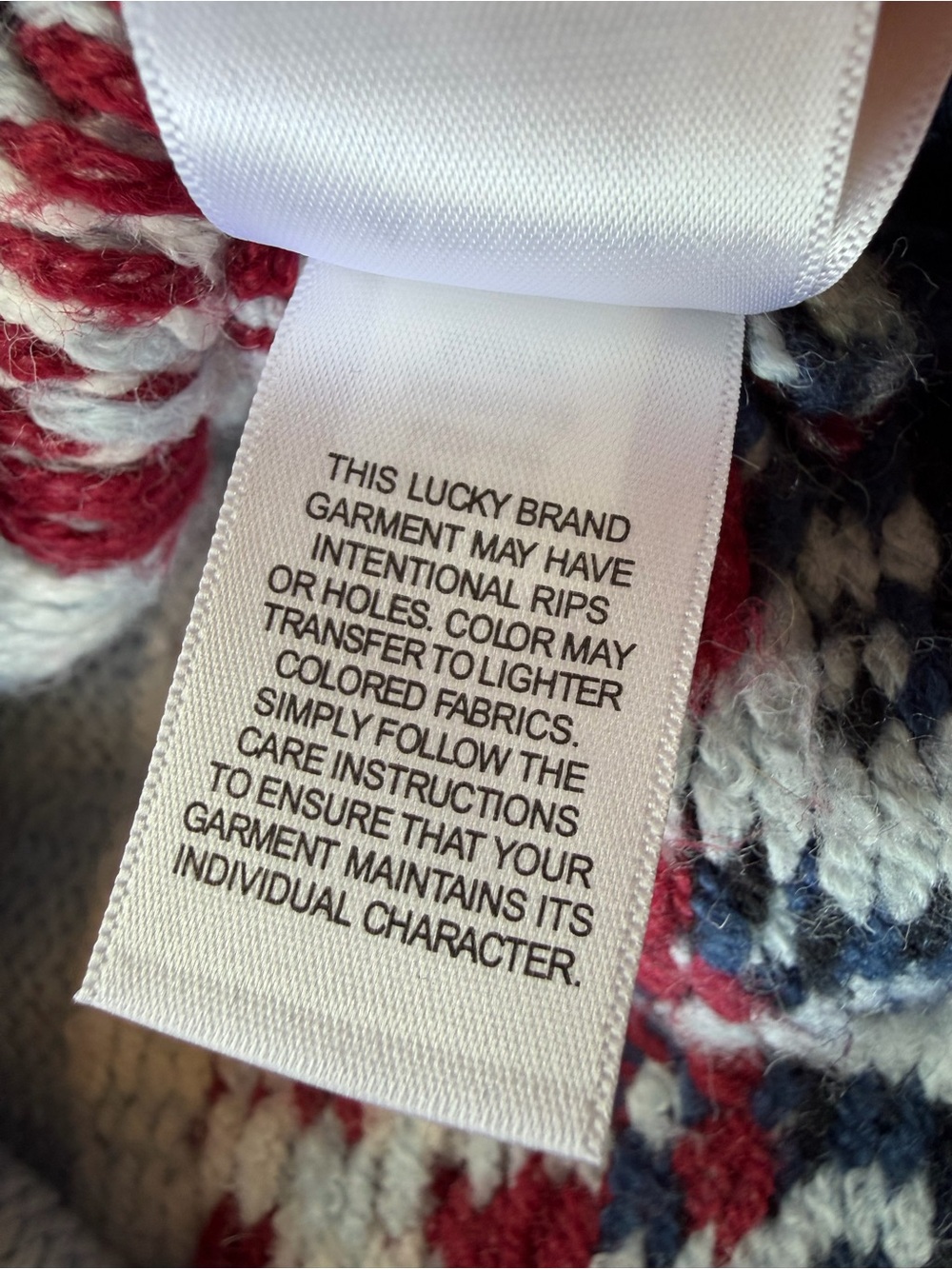Lucky Brand Fair Isle Knit Button Front Cardigan Sweater Large - Picture 13 of 16
